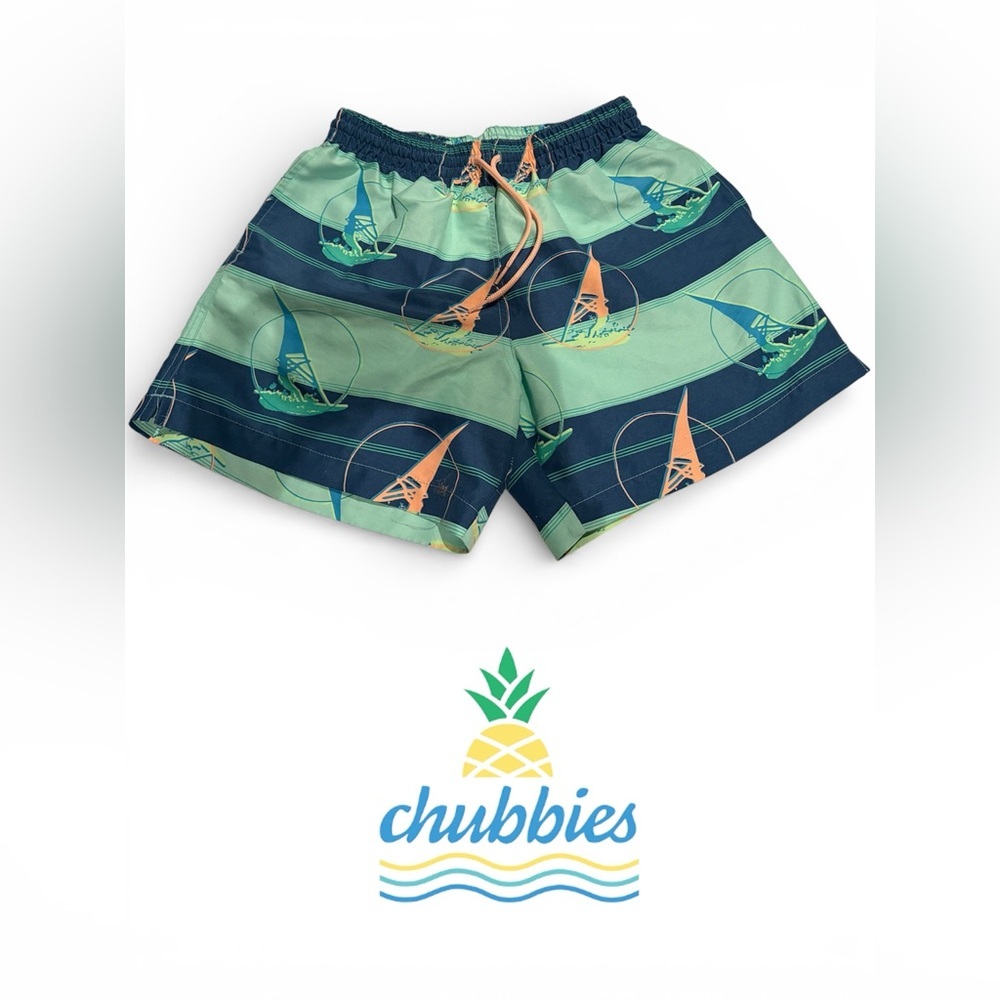 Men’s- Sz Lg- Chubbies- Sailboat Print Swim Trunks- EUC